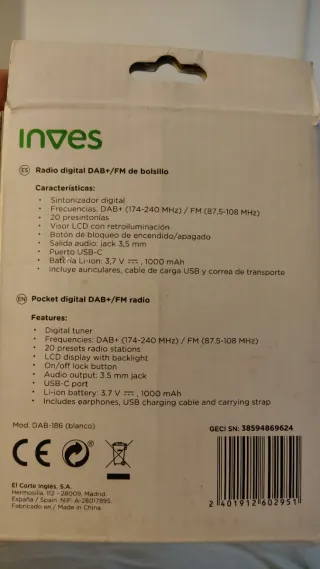 Radio Digital DAB+/FM Blanca