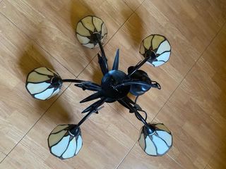 Lámpara colgante cristal y metal