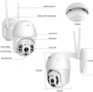 2x Telecamere PTZ WiFi Esterno YOSEE