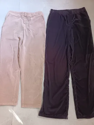 Pantaloni in velluto beige e marrone