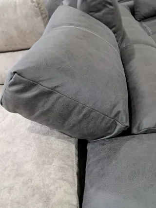 Sofá Chaiselongue Gris Piel Sintética