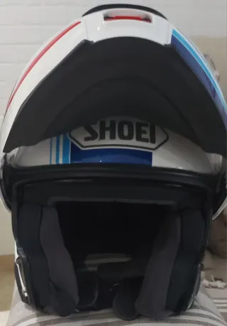 Casco Moto Shoei Blanco y Azul