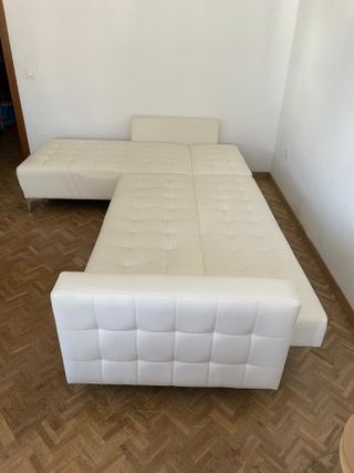 Sofá Cama Piel Sintética Blanco