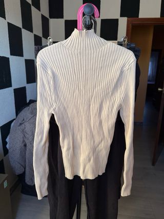 Jersey Zara cuello alto beige talla M