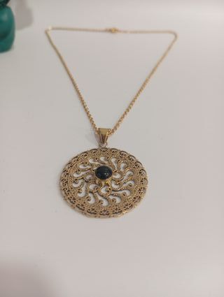 NUEVO! Colgante Bronce Mandala Turmalina Negra