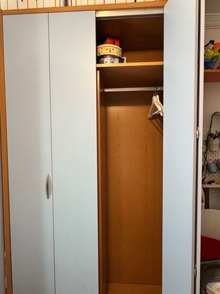 Armario de 2 puertas azul y color madera