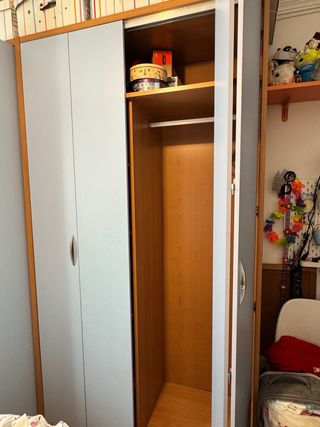 Armario de 2 puertas azul y color madera