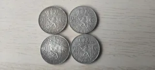 4 Monedas 2.5 Gulden Plata Holandesas