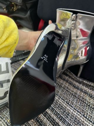 Botín Plata Mujer Tacón Aguja