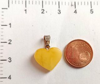 Colgante Corazón Ámbar y Plata