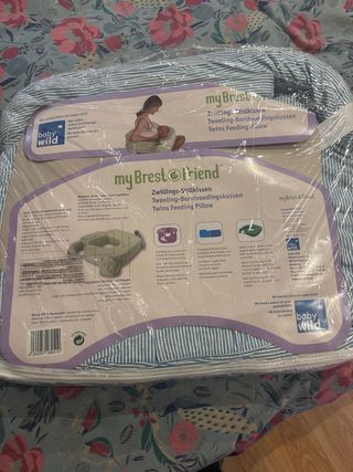 Cojín Lactancia Gemelar Rayas Azul