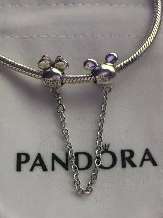 Charm Pandora Cadena de Seguridad Mickey y Minnie