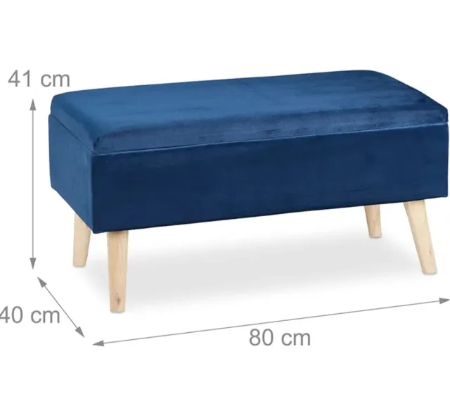 Baúl Almacenamiento Relaxdays Terciopelo Azul
