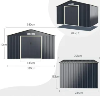 Caseta Jardín Metálica Gris/Blanca