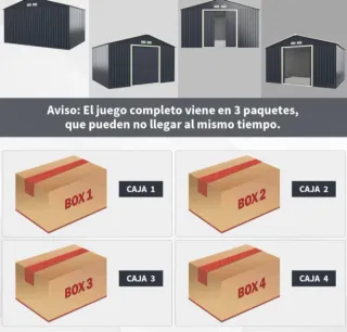 Caseta Jardín Metálica Gris/Blanca