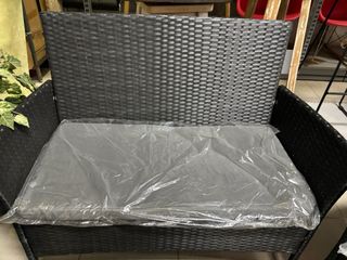 Set Terraza 4 Piezas Mimbre y Cristal