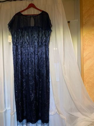 Vestido de fiesta Azul Noche con lentejuelas.