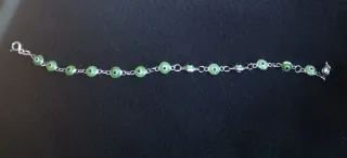 Pulsera Ojo Turco Verde y Plateada