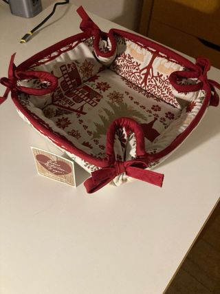 Cestino portapane tessuto decorato