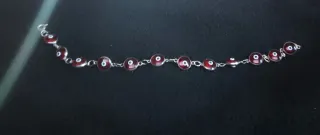 Pulsera Ojo Turco Roja y Plateada cristal