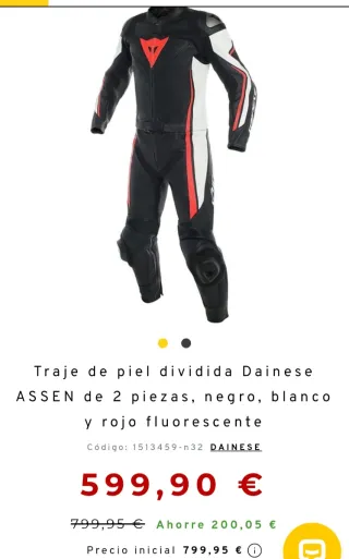 Mono Dainese Assen 2 piezas Talla 54