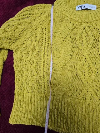 Jersey Zara punto trenzado mostaza