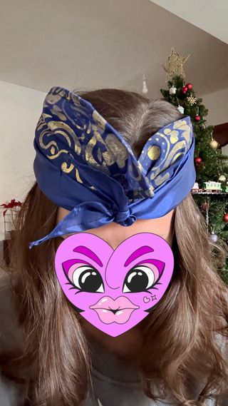 Gorro tradicional balinés Udeng azul y dorado 55cm