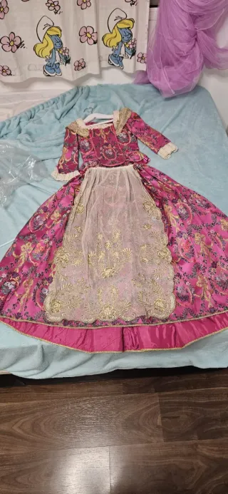 Vestido Fallera Niña Rosa y Dorado