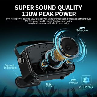 Altavoz Bluetooth 120W con 2 micros Karaoke