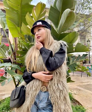 Chaleco de pelo de llama natural