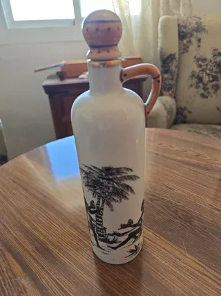 Botella porcelana vintage palmeras años 60