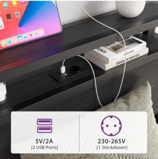 Cama Metal Madera con Luces LED Azul