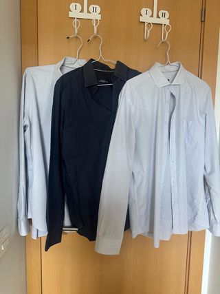 Lote 3 Camisas Hombre Azul, Negro y blanco