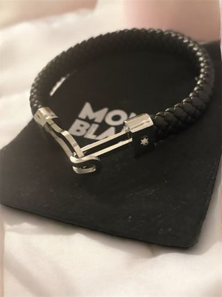 Pulsera Montblanc Cuero Trenzado Negra