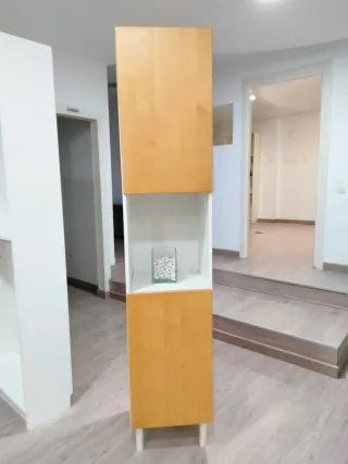 Armario de baño blanco y madera