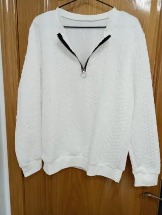 Sudadera blanca con cremallera