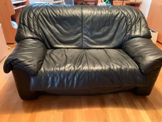 Sofá de cuero negro