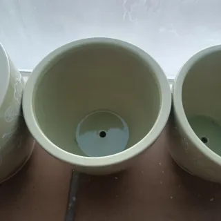 Conjunto 4 Maceteros Cerámica Beige/Blanco