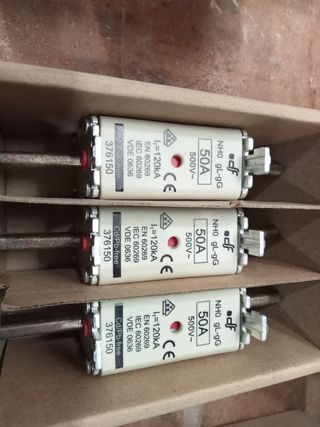Lote 2 Cajas Fusibles NH0 gL-gG 50A 500V con 6 fus