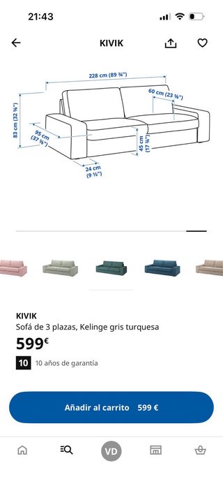 Sofá KIVIK IKEA Pana Verde