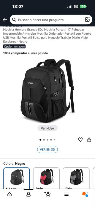 Mochila LIWAG Negra 50L