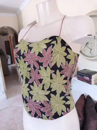 Top Luisa Jaro Seda Bordado Flores