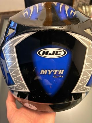 Casco Moto HJC Azul y Plateado
