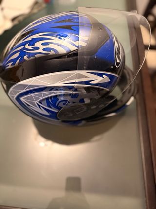 Casco Moto HJC Azul y Plateado