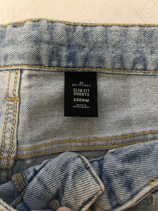 Pantalón Corto Vaquero Slim H&M Azul
