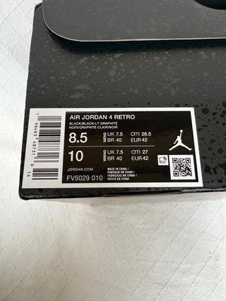 Nike Air Jordan 4 Black Cat – Talla 42 | Negro Tot