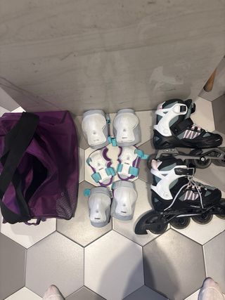Lote Patines en Línea 4 Ruedas mas portecciones