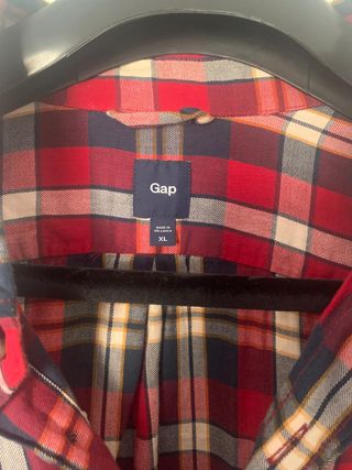 Camisa Gap XL Cuadros Algodón Rojo/Azul