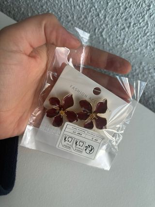 Pendientes flor granate y dorado