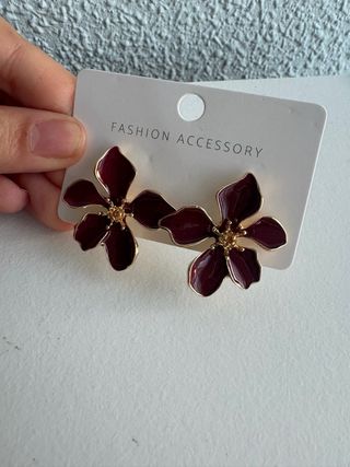 Pendientes flor granate y dorado